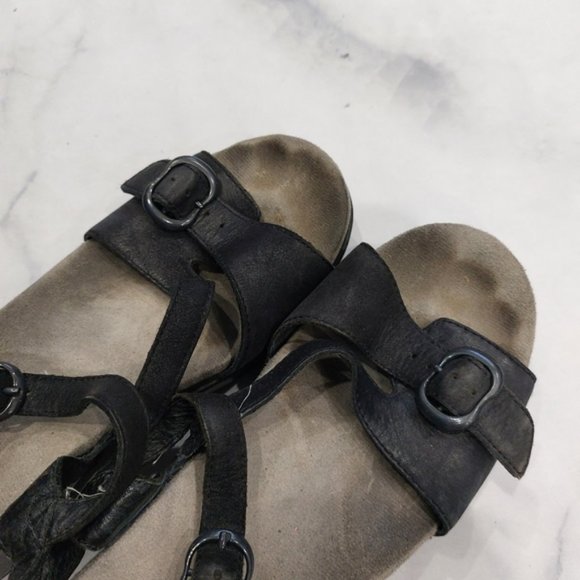 Dansko Sandi Leather Open Toe Stap On Sandals Black - Picture 2 of 5
